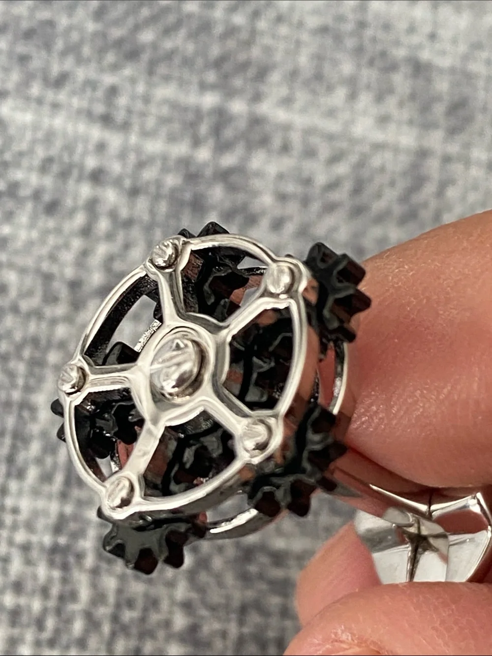 Silver and Black Round Emblem Cufflinks — Men's Formal Accessory
